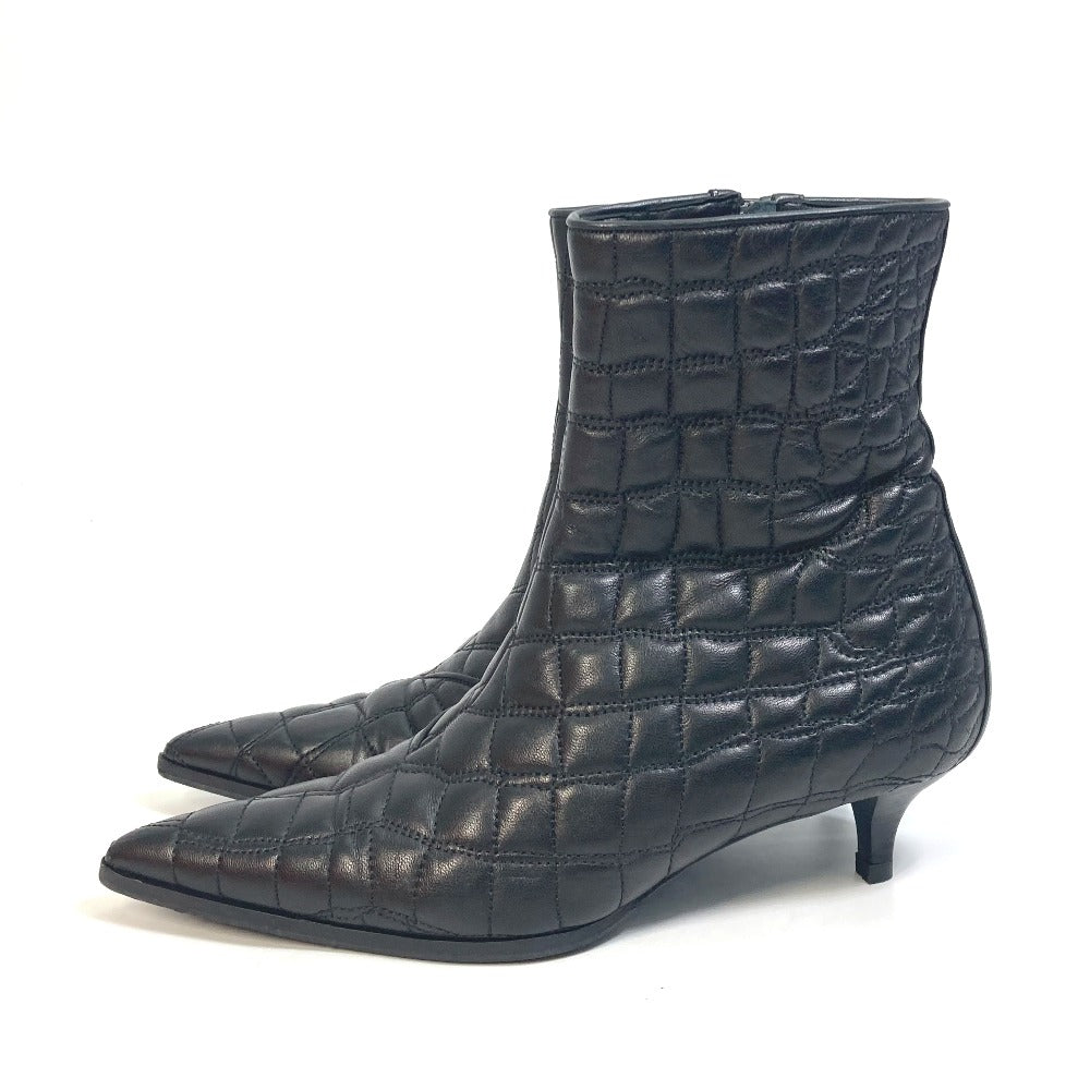 HERMES boots leather black quilting Women 37  d