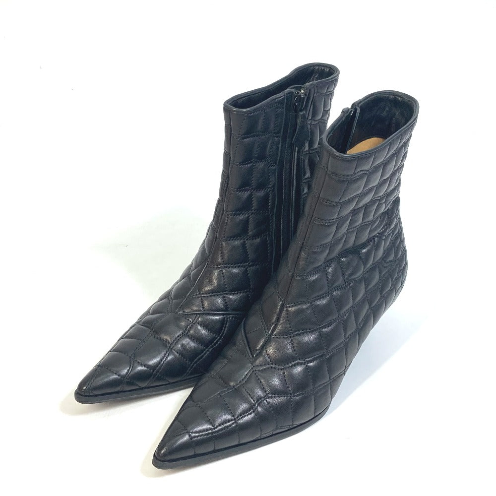 HERMES boots leather black quilting Women 37  d