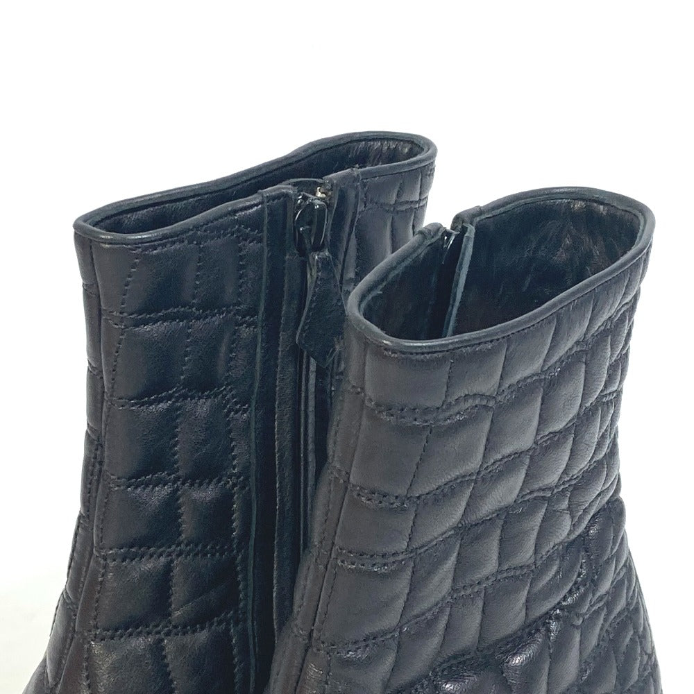 HERMES boots leather black quilting Women 37  d