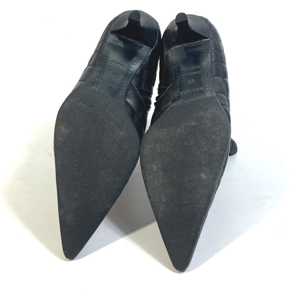 HERMES boots leather black quilting Women 37  d