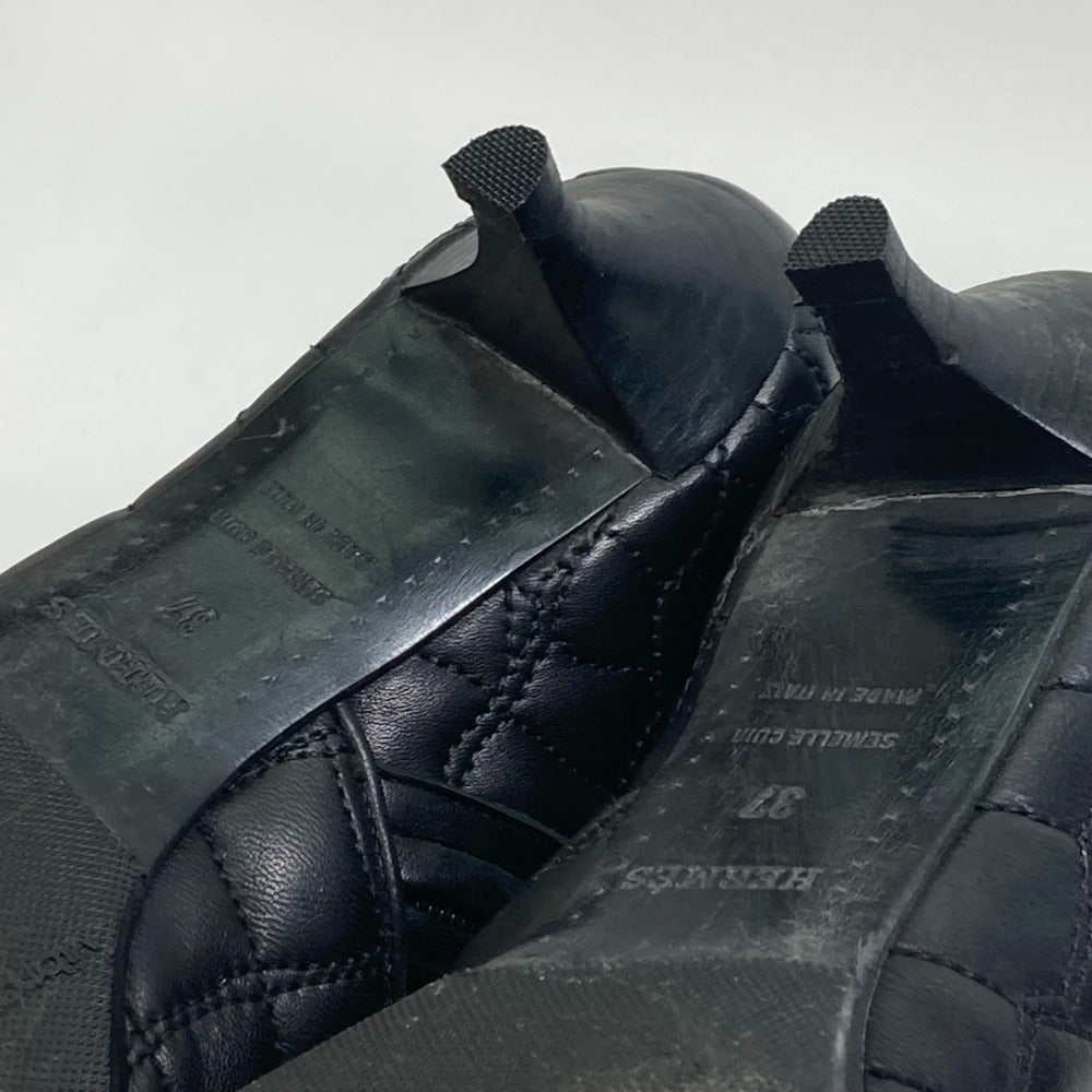 HERMES boots leather black quilting Women 37  d
