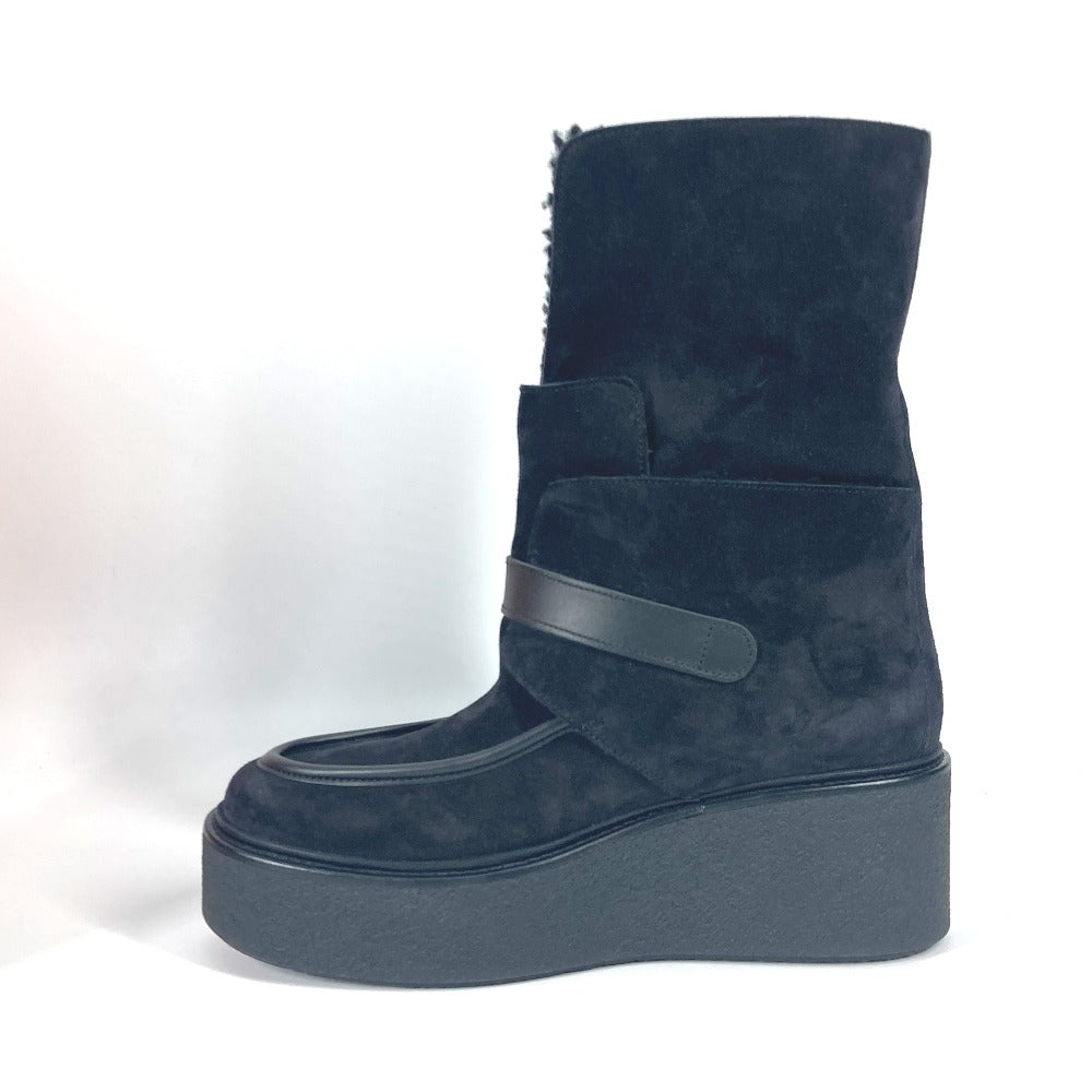 HERMES boots H232029Z Mouton, Suede black short boots Emisfer Women 38.5  d