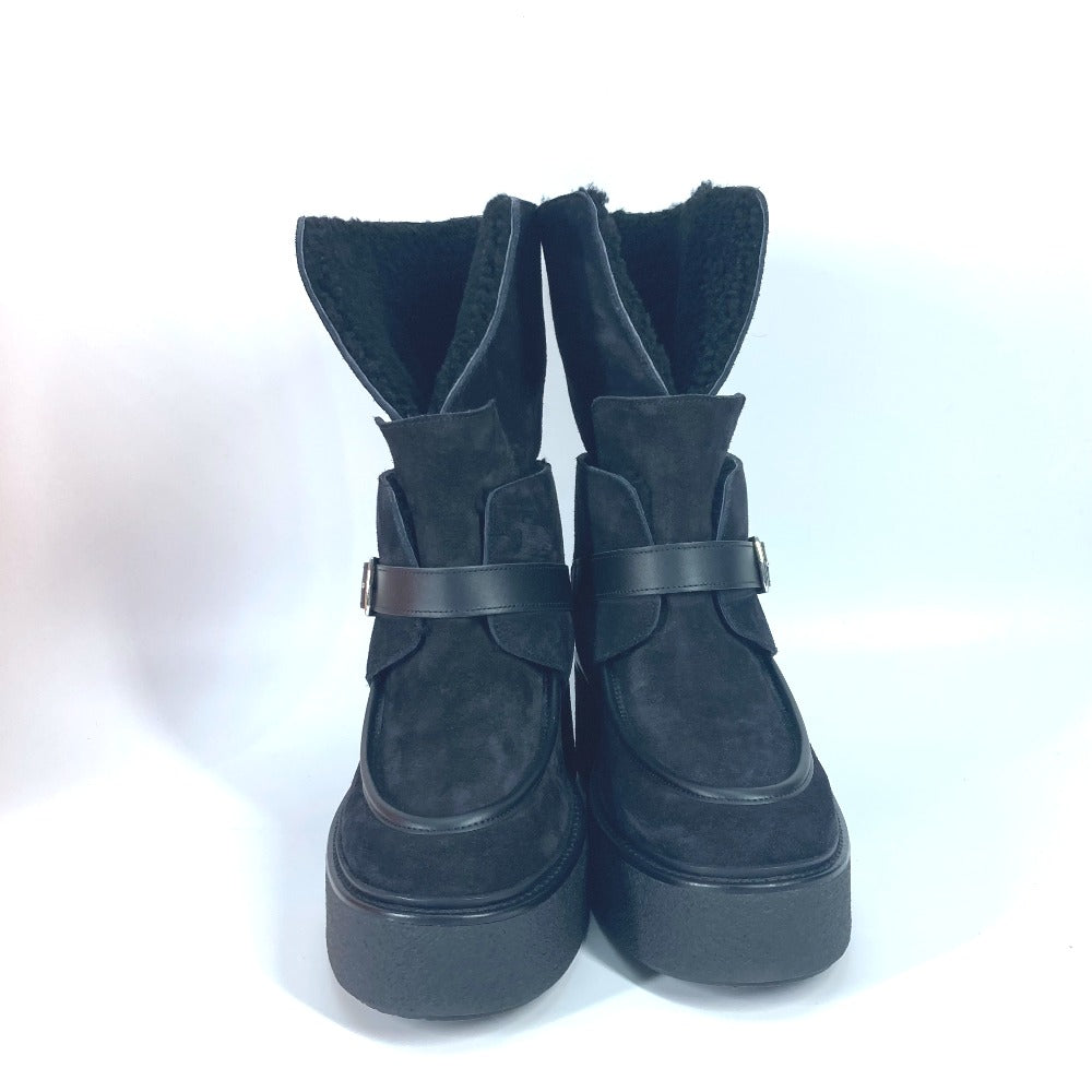 HERMES boots H232029Z Mouton, Suede black short boots Emisfer Women 38.5  d
