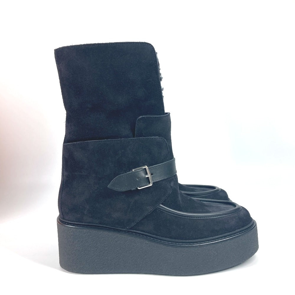 HERMES boots H232029Z Mouton, Suede black short boots Emisfer Women 38.5  d