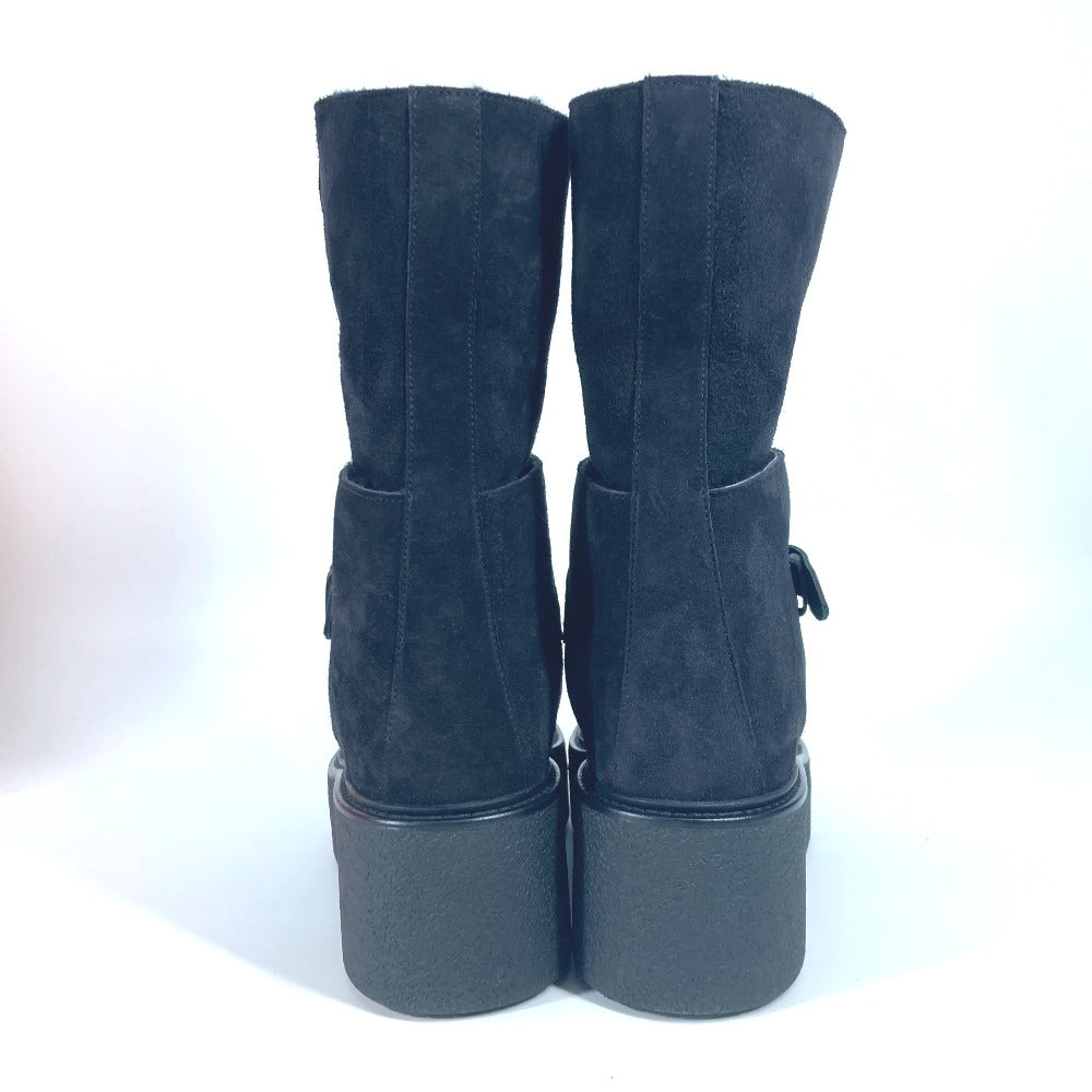 HERMES boots H232029Z Mouton, Suede black short boots Emisfer Women 38.5  d