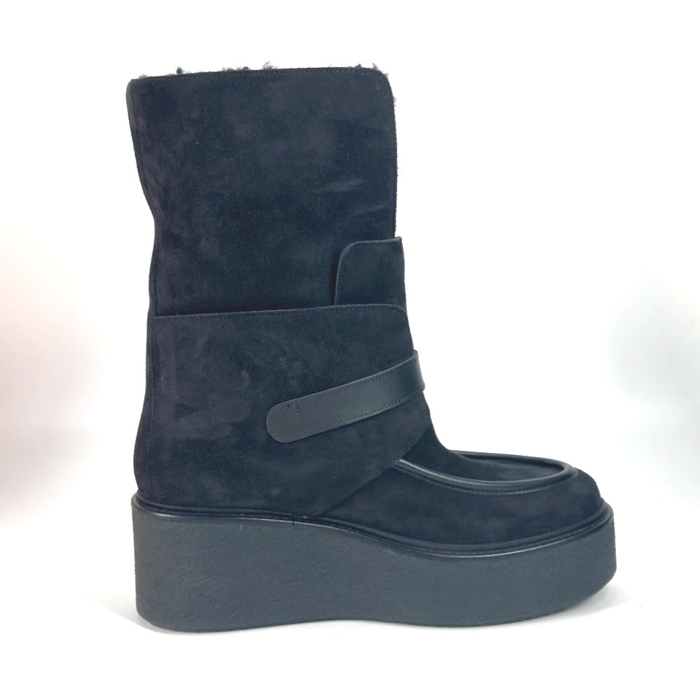 HERMES boots H232029Z Mouton, Suede black short boots Emisfer Women 38.5  d