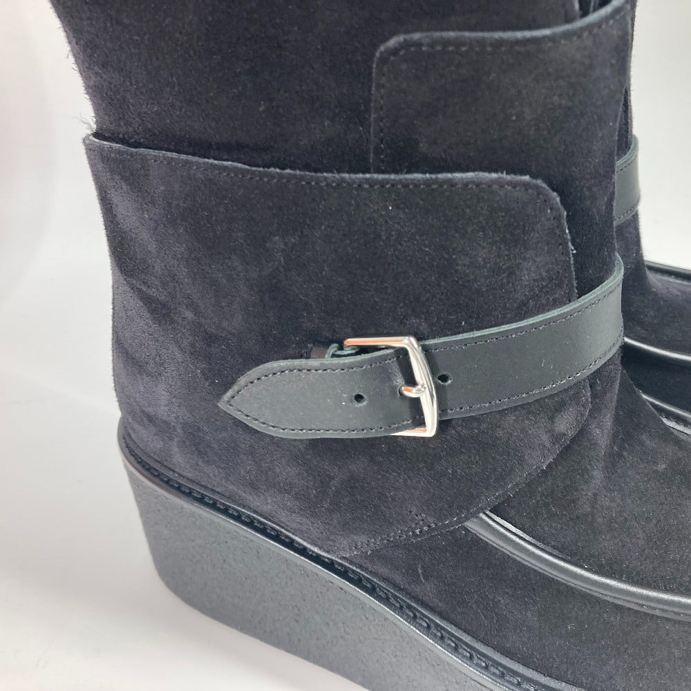 HERMES boots H232029Z Mouton, Suede black short boots Emisfer Women 38.5  d