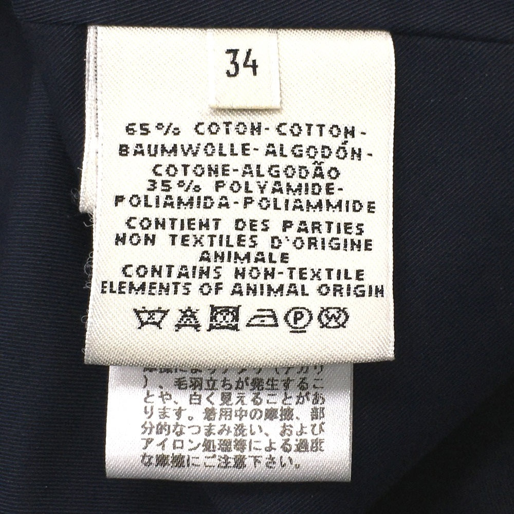 HERMES trench coat cotton Navy With belt Thin spring coat Women 34  d