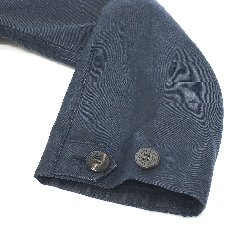HERMES trench coat cotton Navy With belt Thin spring coat Women 34  d