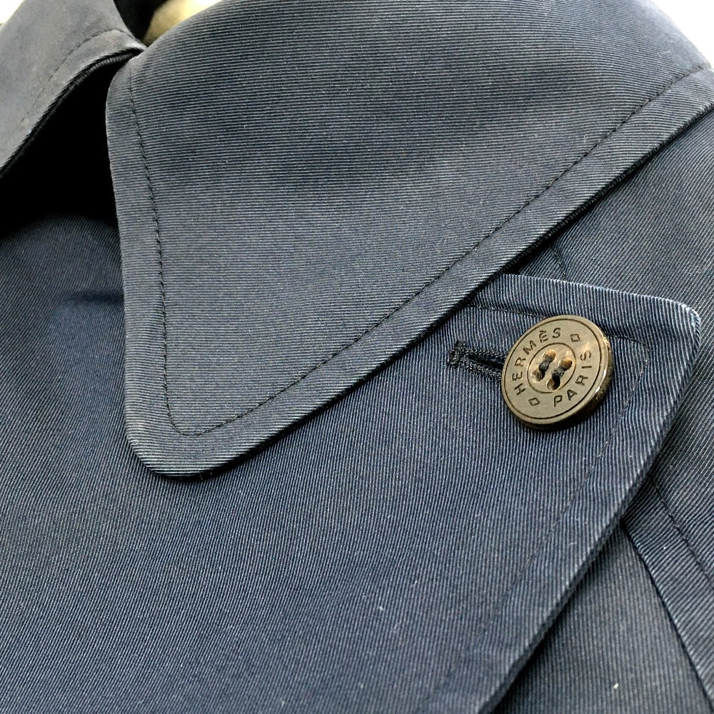 HERMES trench coat cotton Navy With belt Thin spring coat Women 34  d