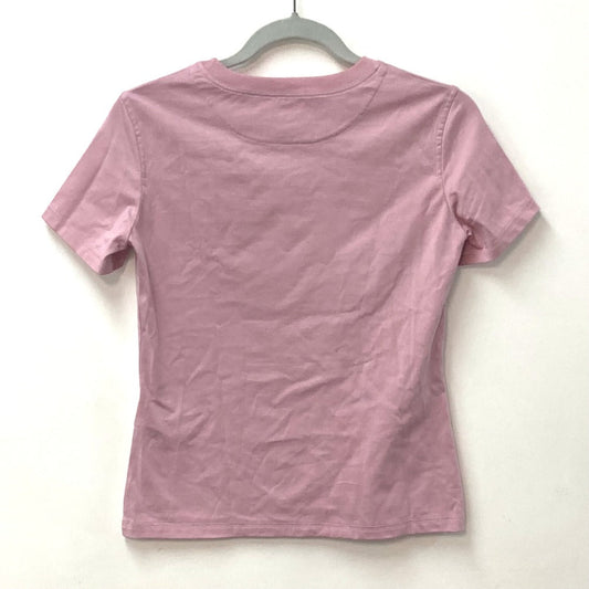 HERMES Short sleeve T-shirt cotton pink 22Stainless Steel cartouche Women 36  d