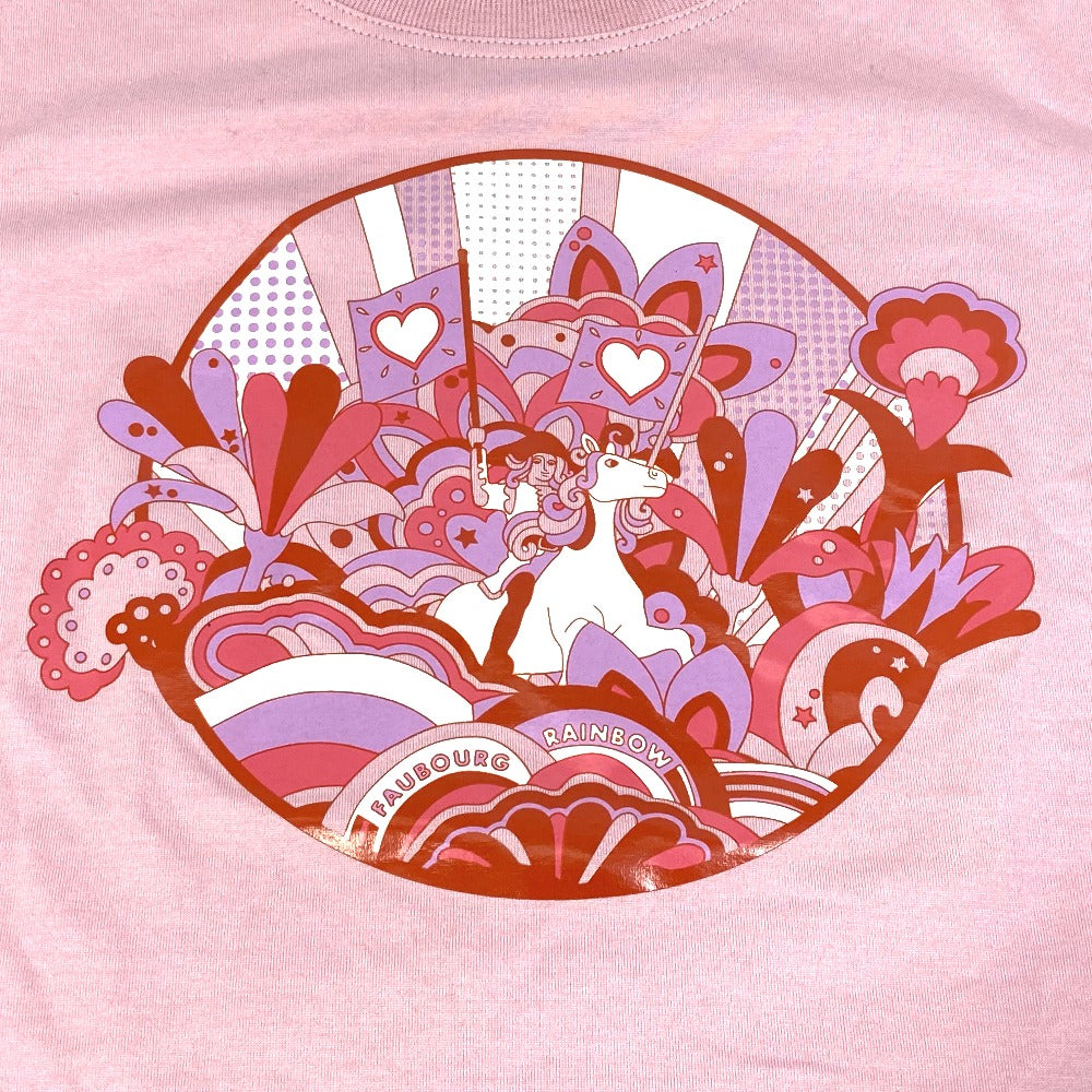 HERMES Short sleeve T-shirt cotton pink 22Stainless Steel cartouche Women 36  d
