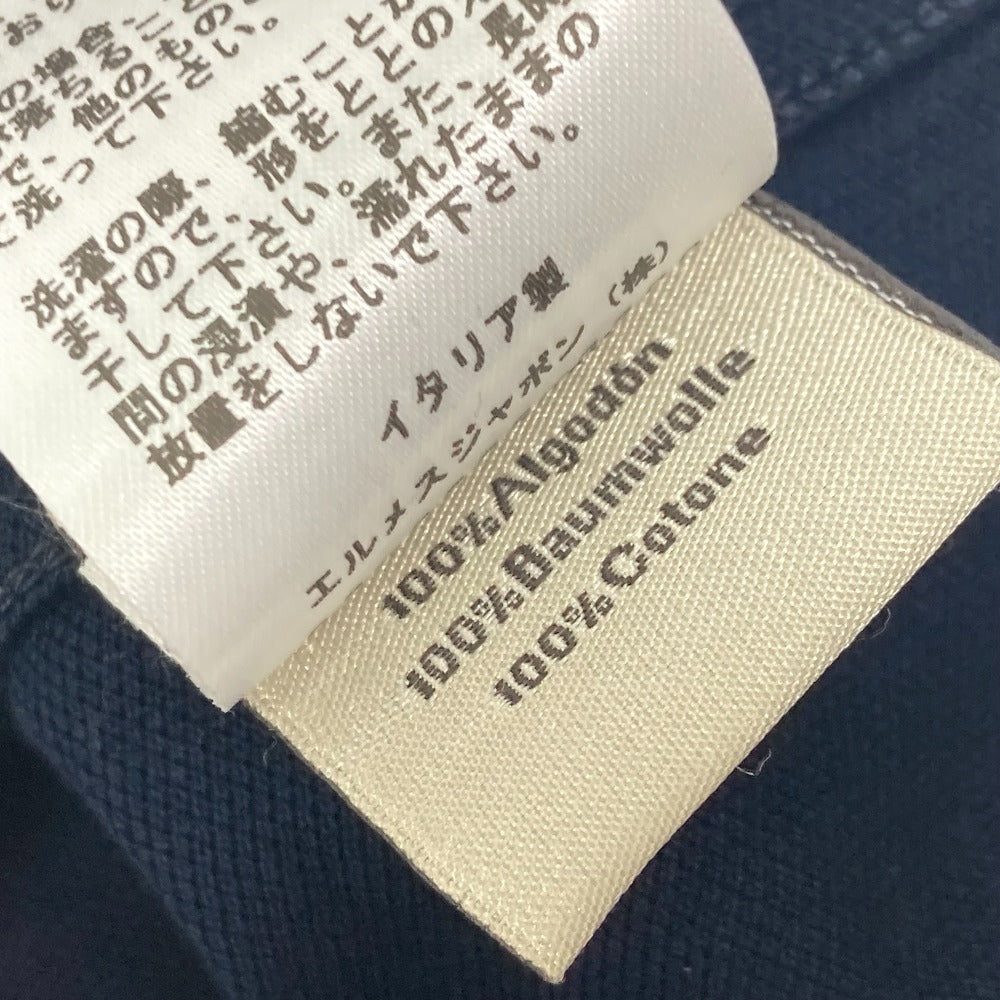 HERMES Short sleeve T-shirt cotton Navy Tops Apparel H embroidery mens XXL  d