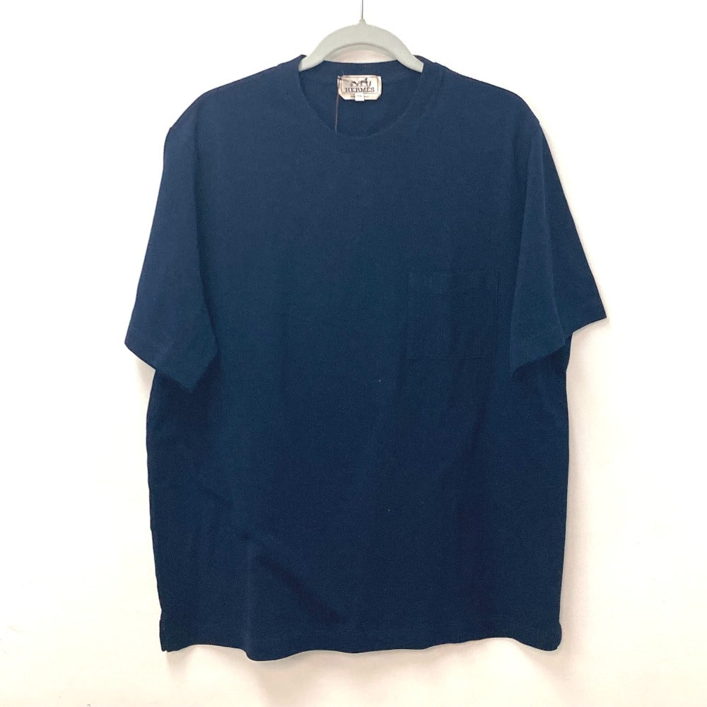 HERMES Short sleeve T-shirt cotton Navy Tops Apparel H embroidery mens XXL  d