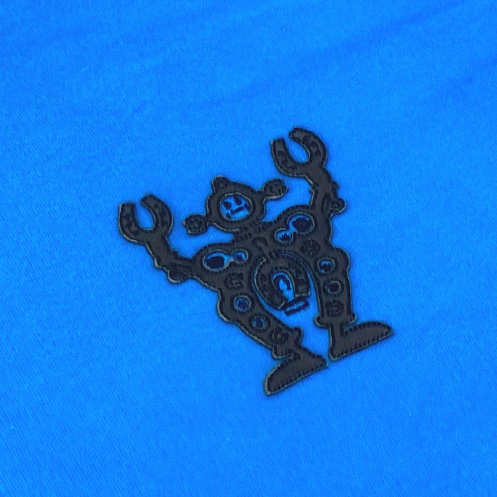 HERMES Short sleeve T-shirt cotton blue Hello Mr. Falier Patch mens M  d