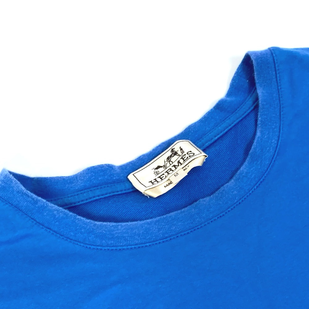 HERMES Short sleeve T-shirt cotton blue Hello Mr. Falier Patch mens M  d