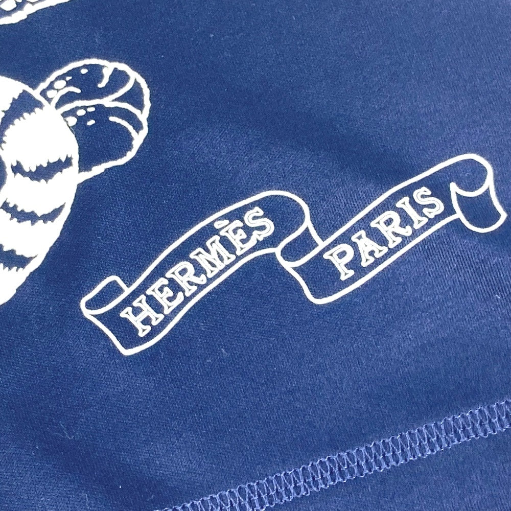 HERMES Short sleeve T-shirt cotton Navy leopard leopard leopard Jungle Love logo Women 34  d
