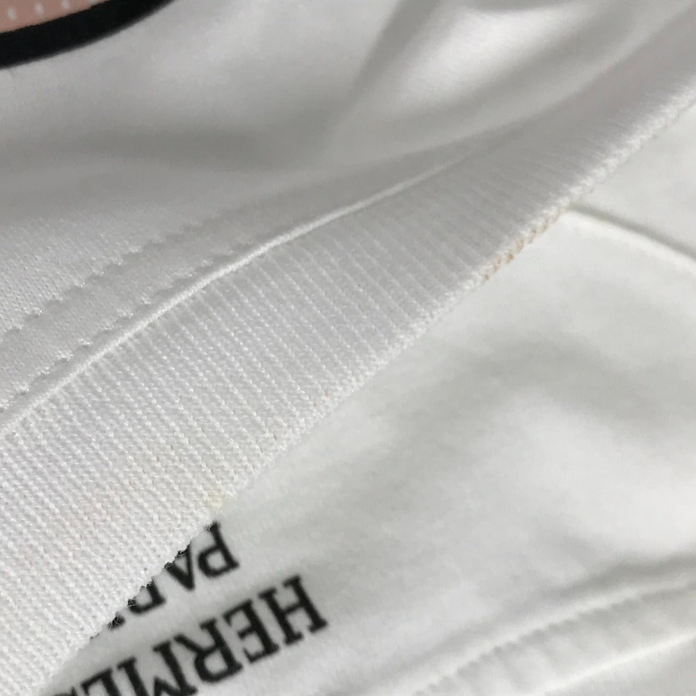 HERMES Short sleeve T-shirt cotton white logo Microcartouche Women 38  d
