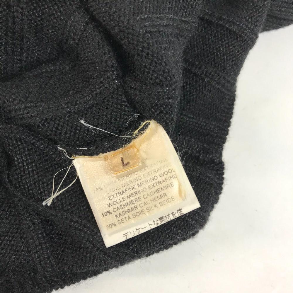 HERMES sweater Wool, Silk, Cashmere black Turtleneck Long Sleeve Apparel stripe mens L  d