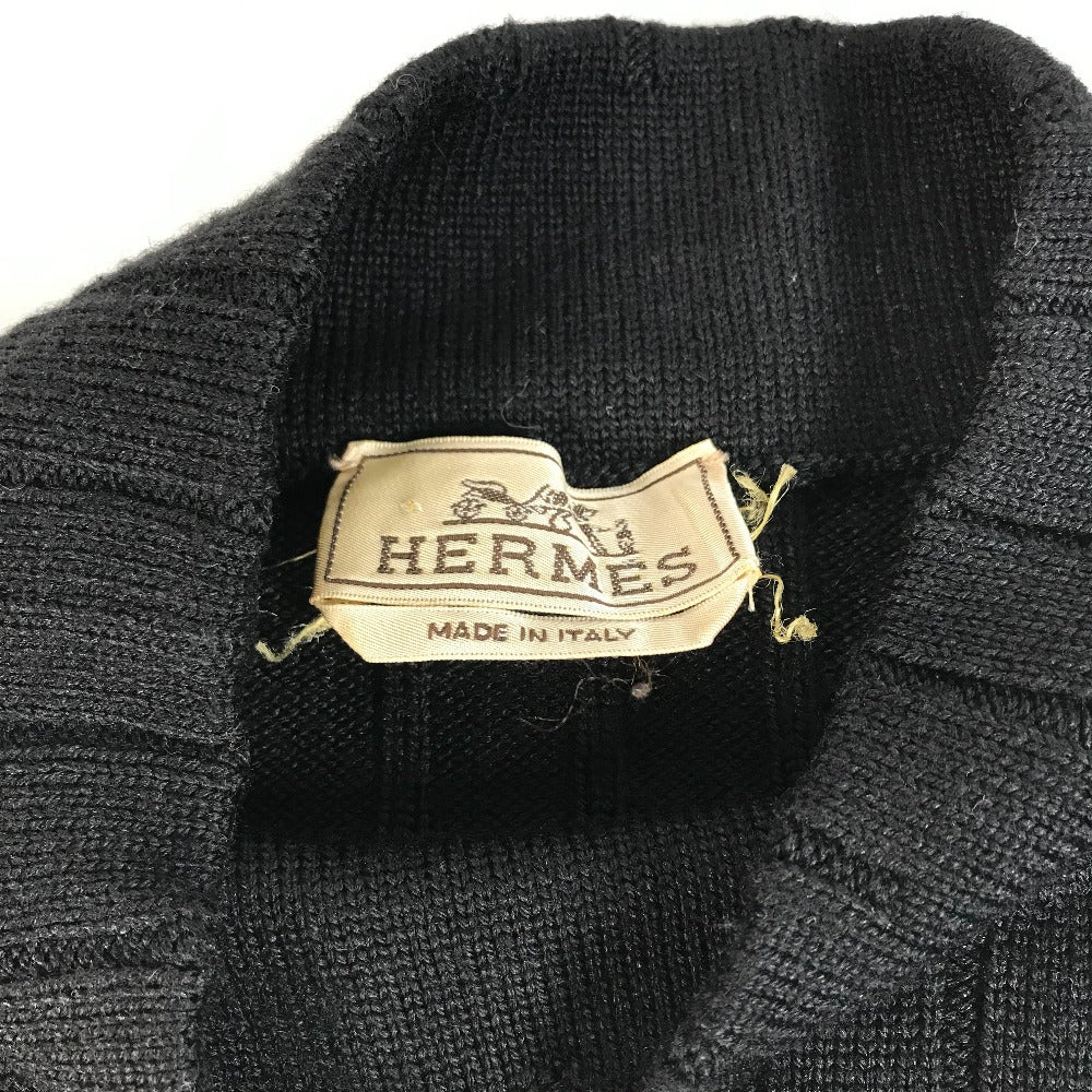 HERMES sweater Wool, Silk, Cashmere black Turtleneck Long Sleeve Apparel stripe mens L  d