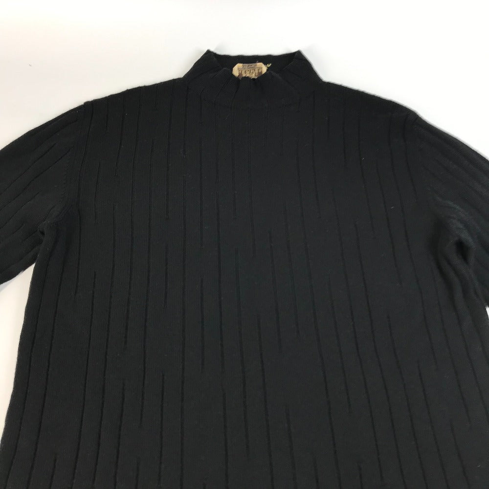 HERMES sweater Wool, Silk, Cashmere black Turtleneck Long Sleeve Apparel stripe mens L  d