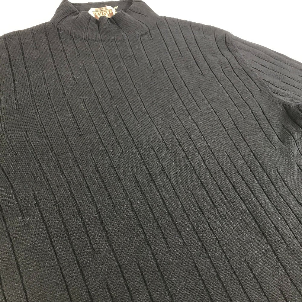 HERMES sweater Wool, Silk, Cashmere black Turtleneck Long Sleeve Apparel stripe mens L  d