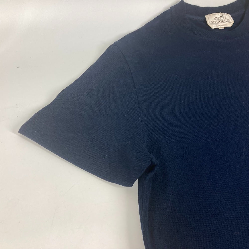HERMES Short sleeve T-shirt cotton Navy pocket logo mens M  d
