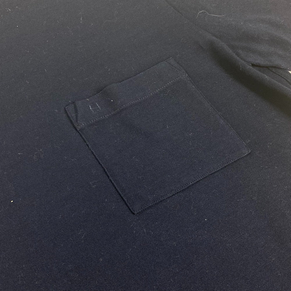 HERMES Short sleeve T-shirt cotton Navy pocket logo mens M  d