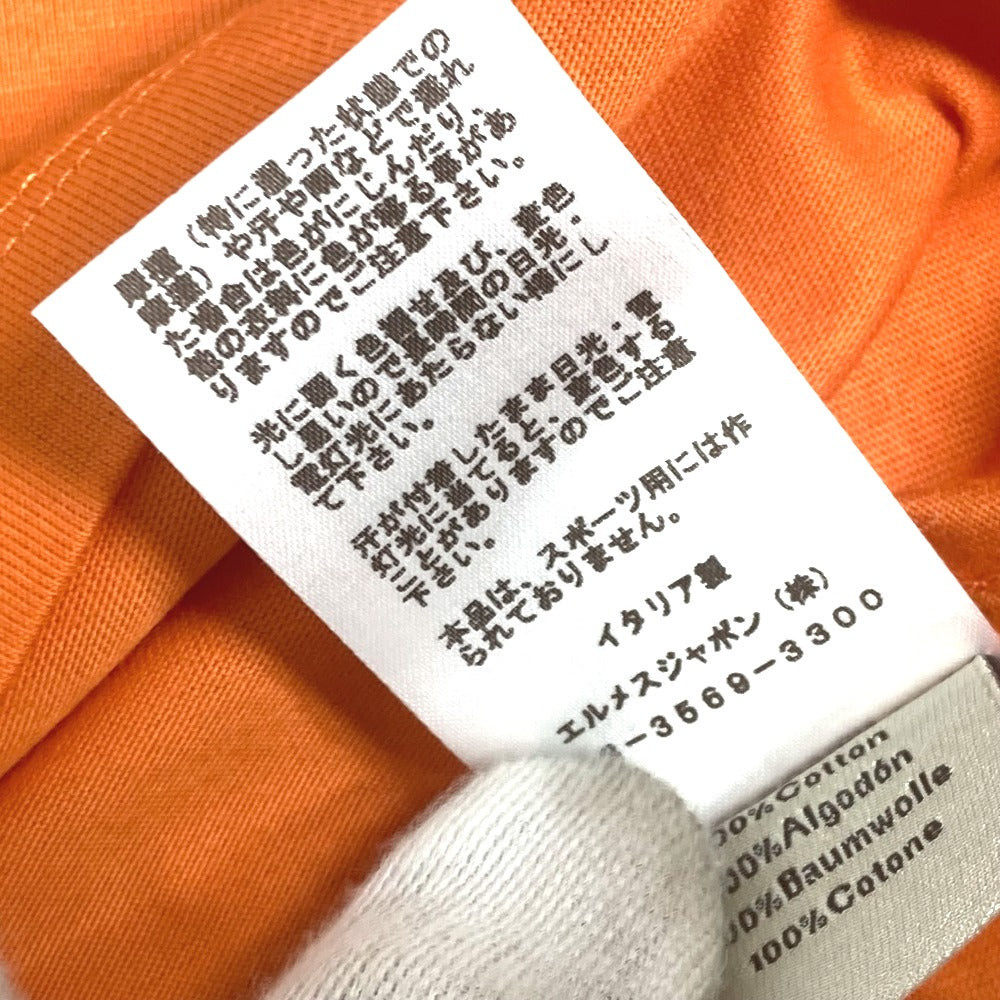HERMES Short sleeve T-shirt cotton Orange logo mens M  d