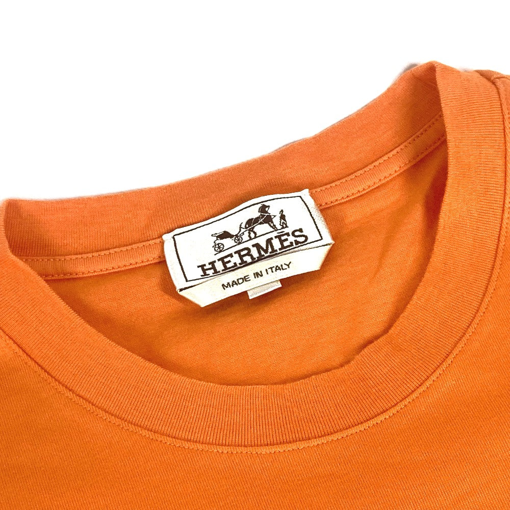 HERMES Short sleeve T-shirt cotton Orange logo mens M  d