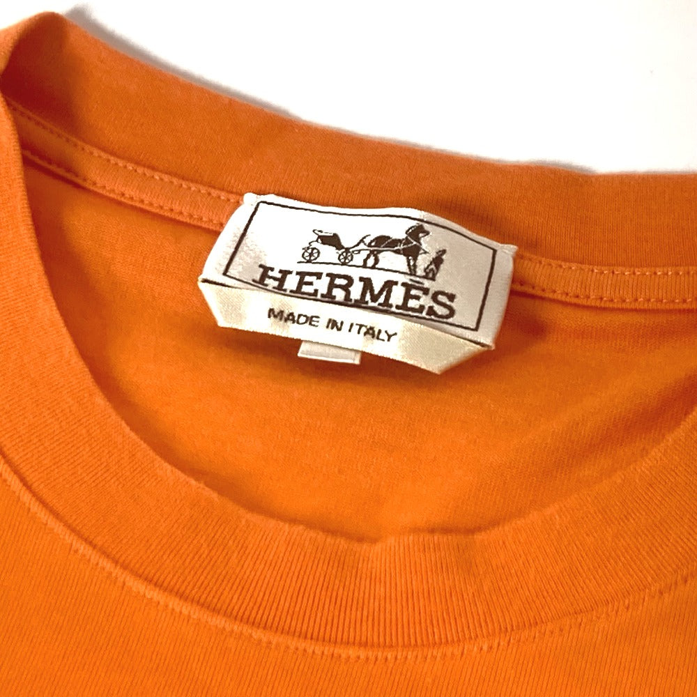 HERMES Short sleeve T-shirt cotton Orange logo mens M  d