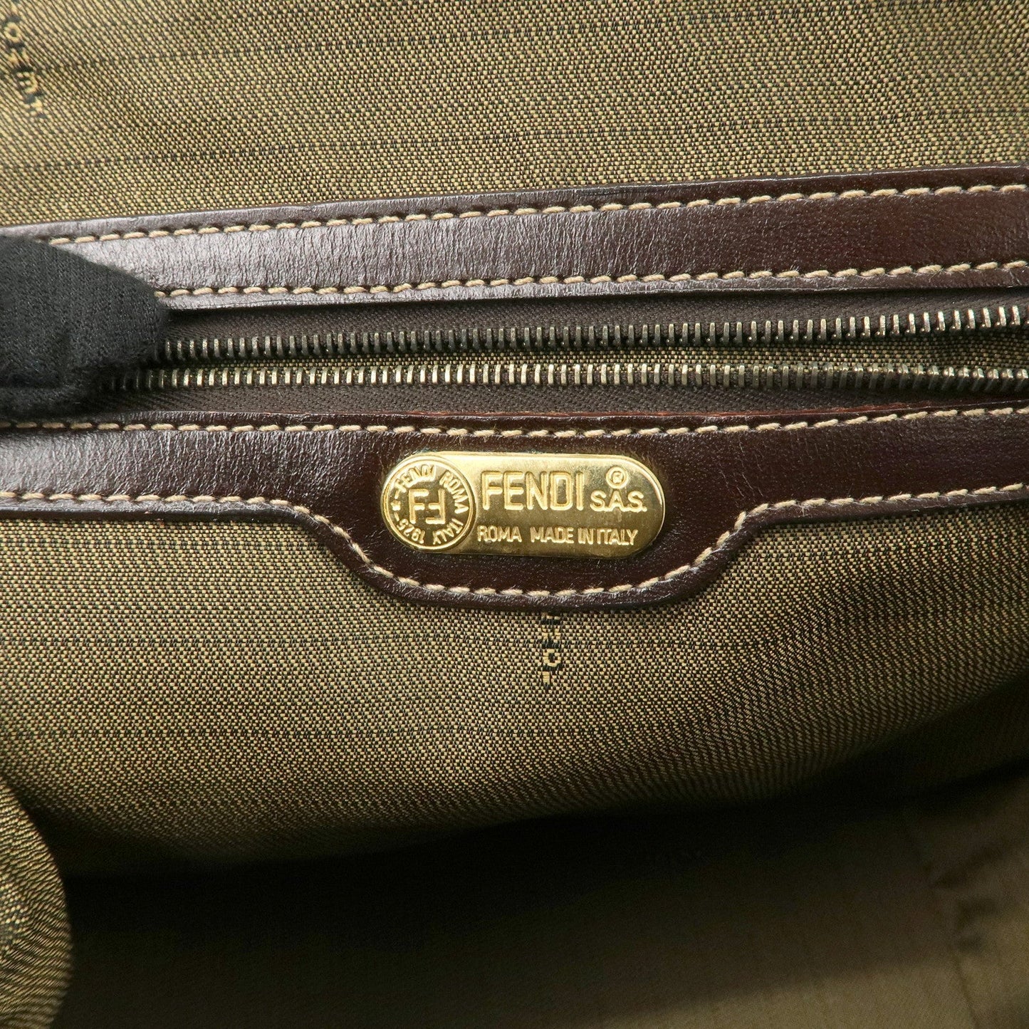 FENDI Zucca Canvas Leather 2 way Leather Hand Bag Shoulder Bag  d