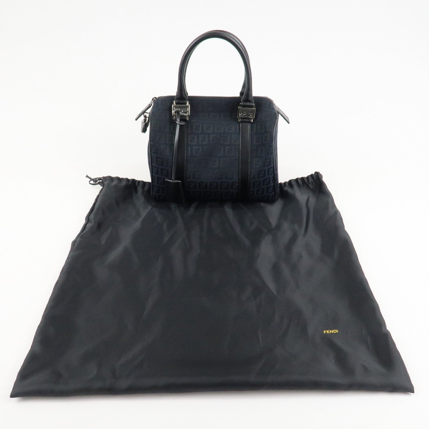 FENDI Zucca PVC Enamel Mini Boston Bag Black 8BL068  d