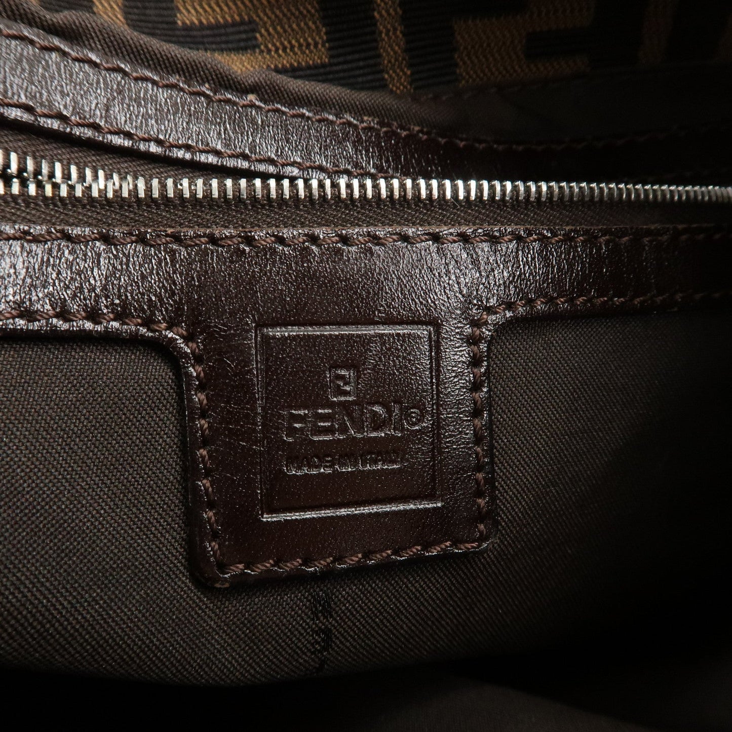 FENDI Zucca Canvas Leather Shoulder Bag Brown 26569  d