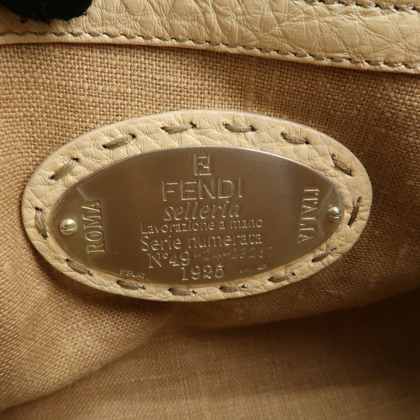 FENDI Selleria Leather Mini Linda Hand Bag Cream 8BR486  d