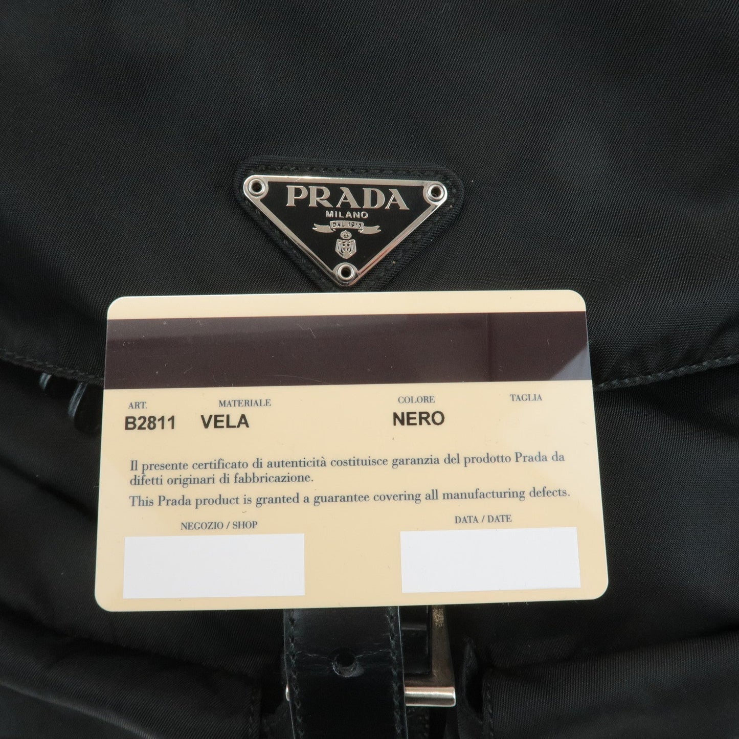 PRADA Triangle Logo Nylon Leather Back Pack Ruck Sack Black B2811  d