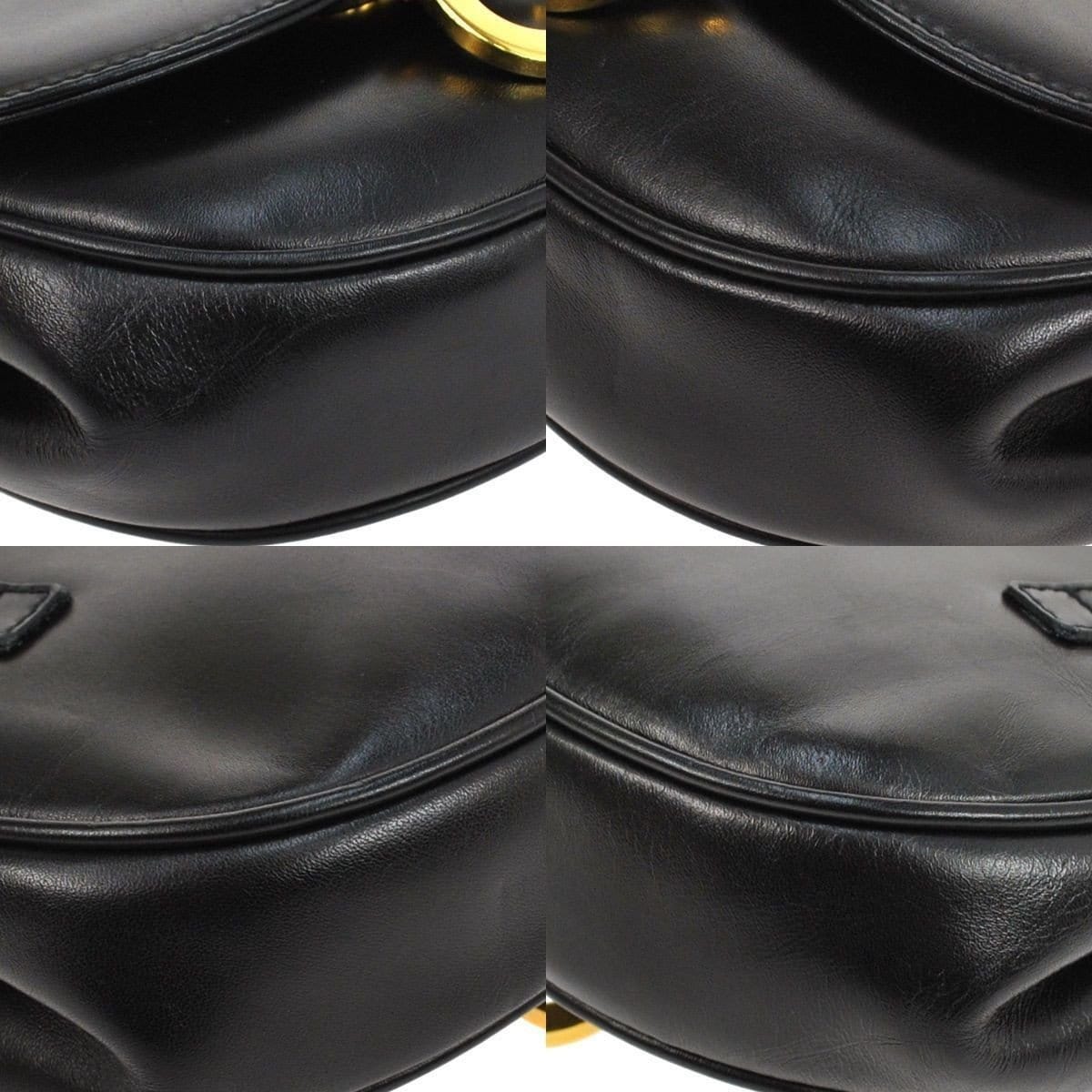 Salvatore Ferragamo Gancini Chain Black Gold Shoulder Bag
