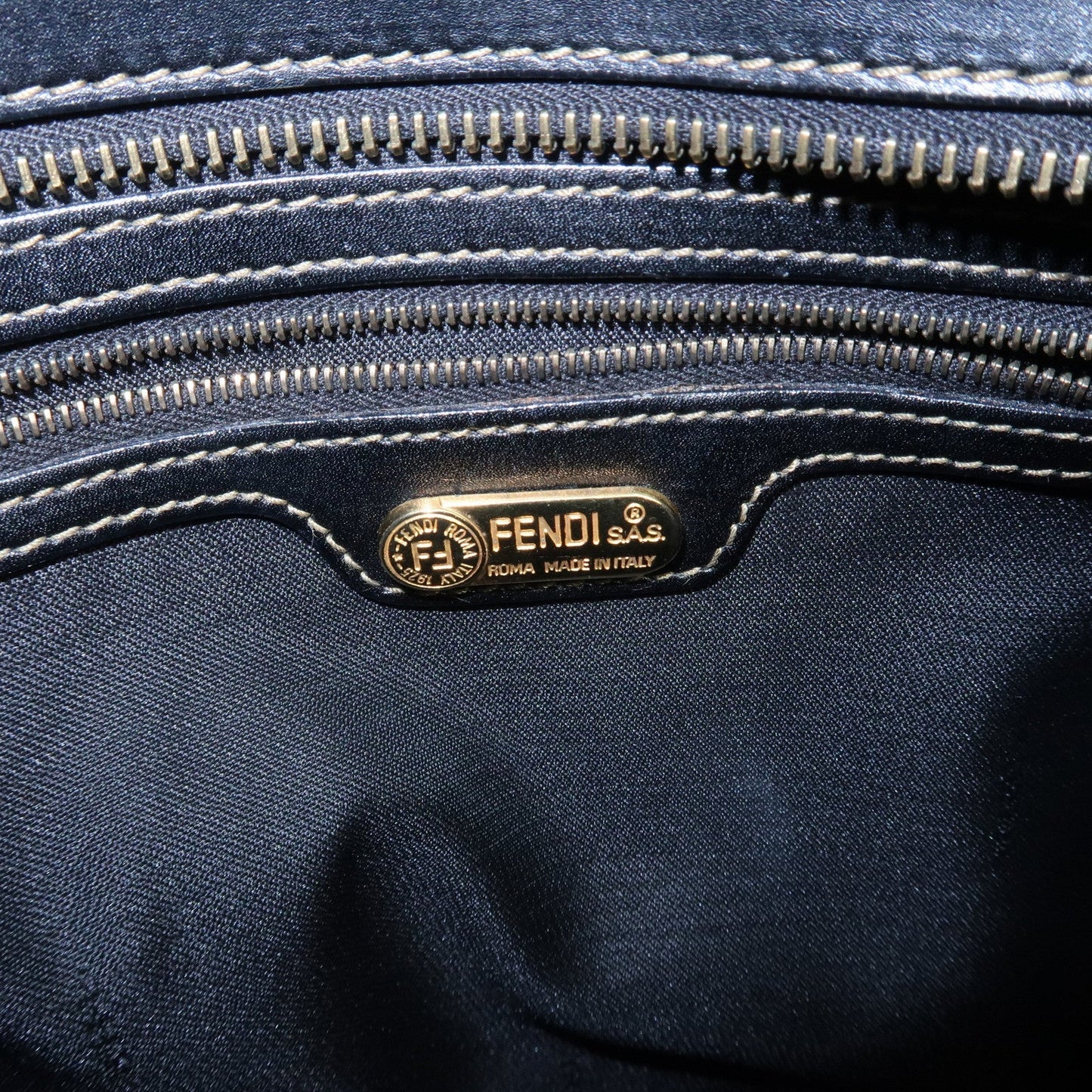 FENDI Pequin PVC Leather Shoulder Bag Black Brown 11644  d