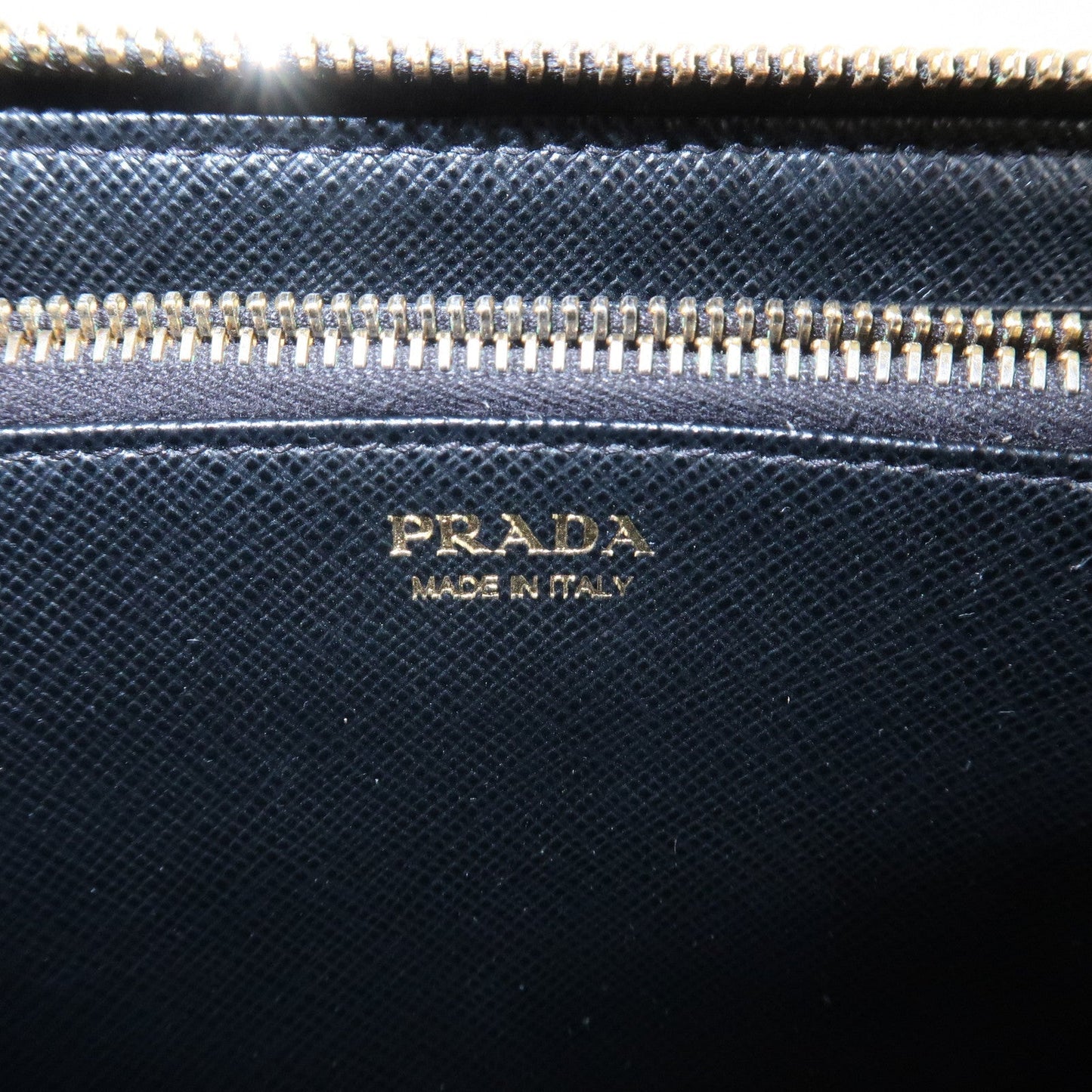 PRADA Saffiano Leather Round Zipper Long Wallet Black 1M0506  d