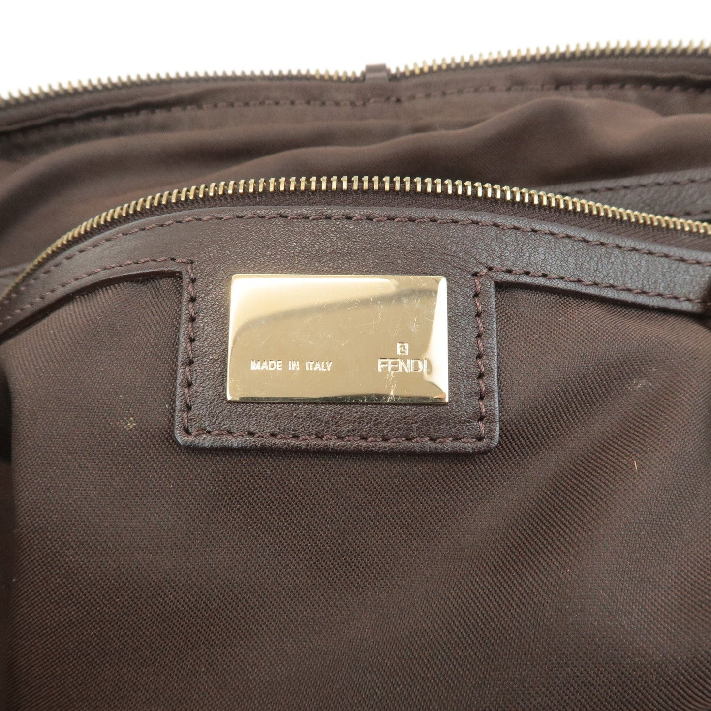 FENDI Unborn Calf Leather Hand Bag Shoulder Bag Brown 8BR286  d
