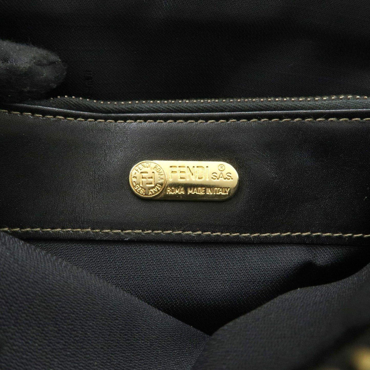 FENDI Pequin PVC Leather 2Way Bag Hand Bag Brown Black  d