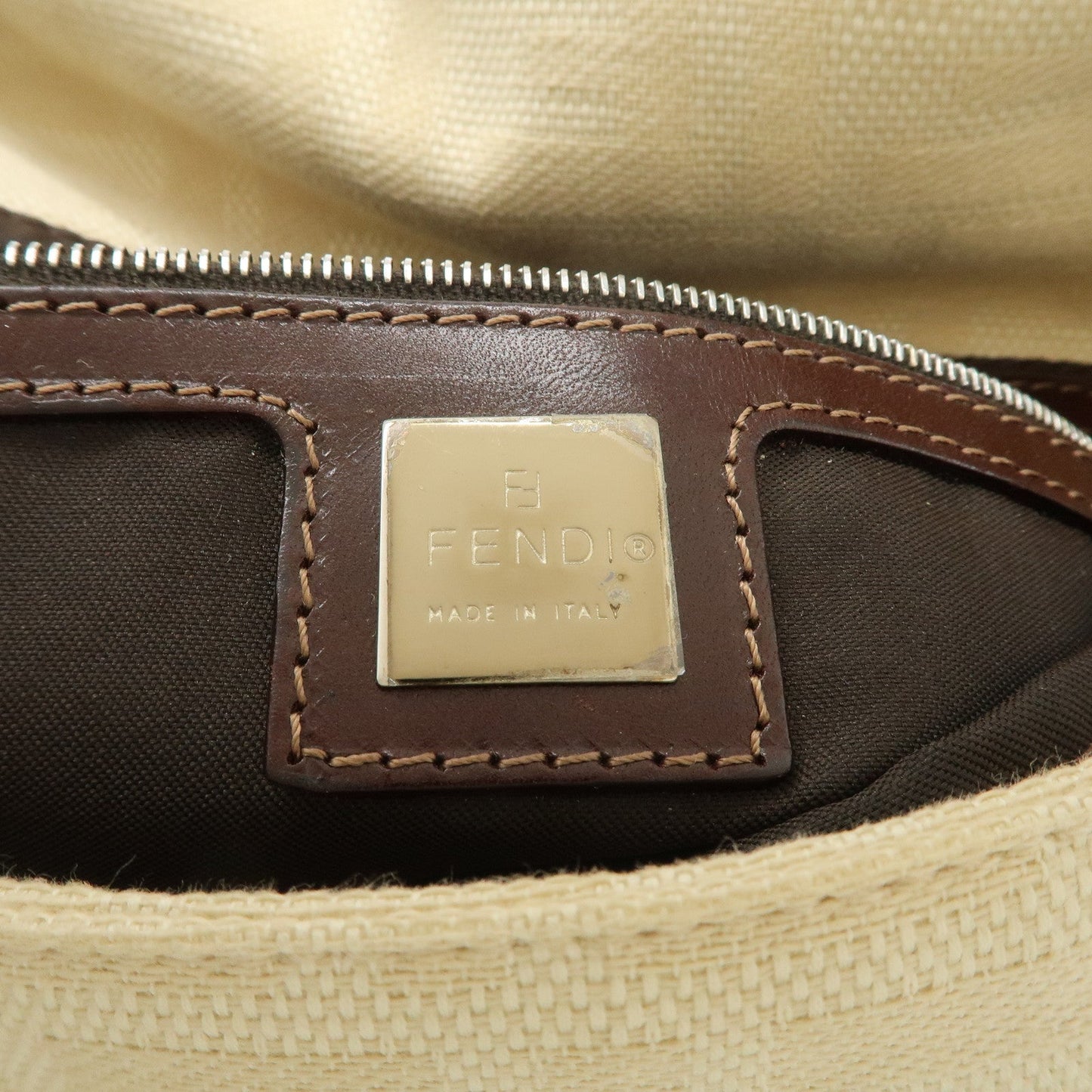 FENDI Zucca Mamma Baguette Canvas Shoulder Bag Beige White 26424  d