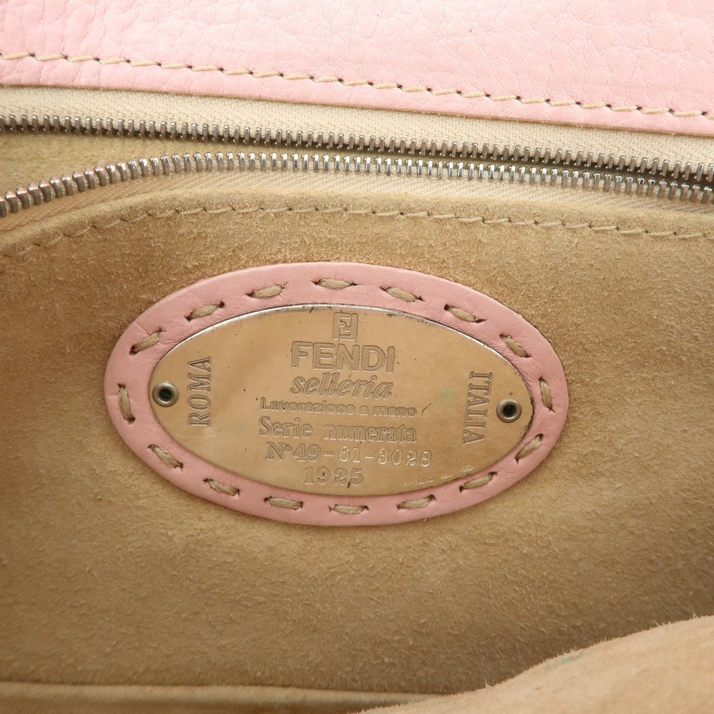 FENDI Selleria Mamma Baguette Leather Shoulder Bag Pink 8BR101  d