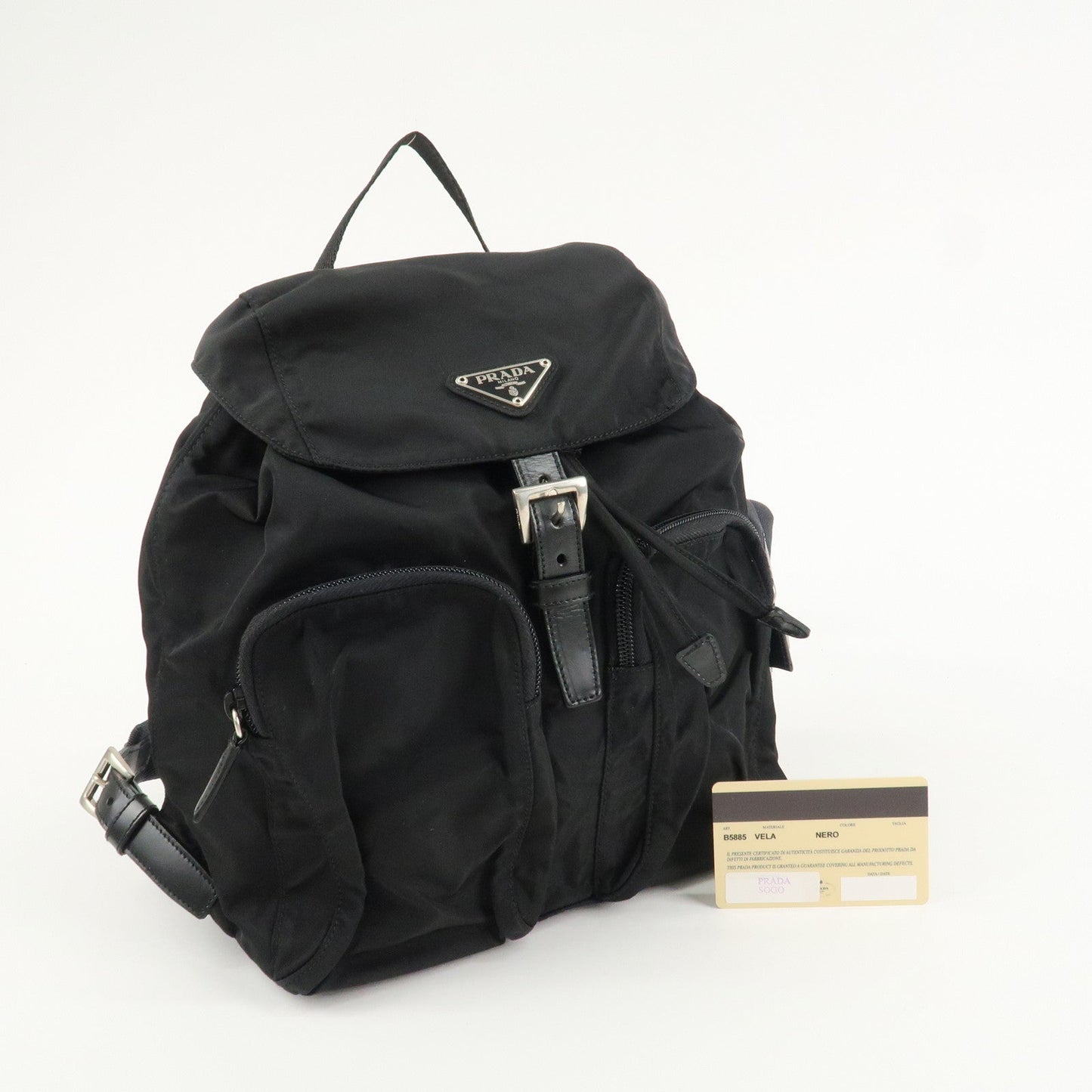 PRADA Triangle Logo Nylon Leather Back Pack Black B5885  d