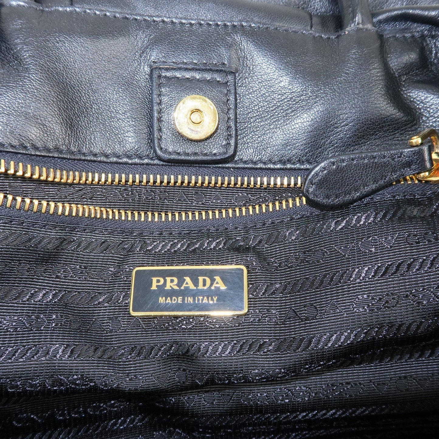 PRADA Nappa Leather Ribbon Tote Bag Hand Bag NERO Black BN1601  d