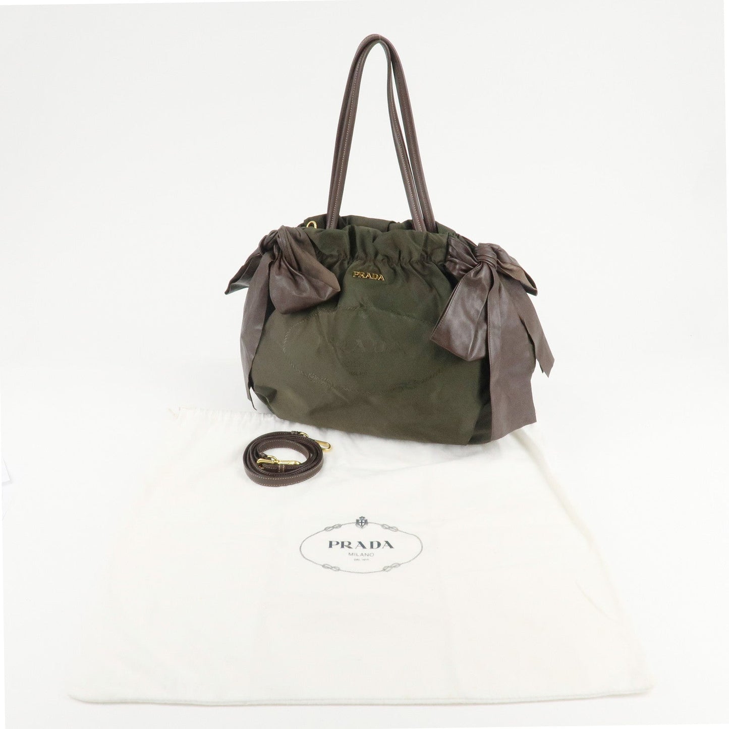 PRADA Leather Ribbon 2Way Bag Hand Bag Shoulder Bag BN1760  d