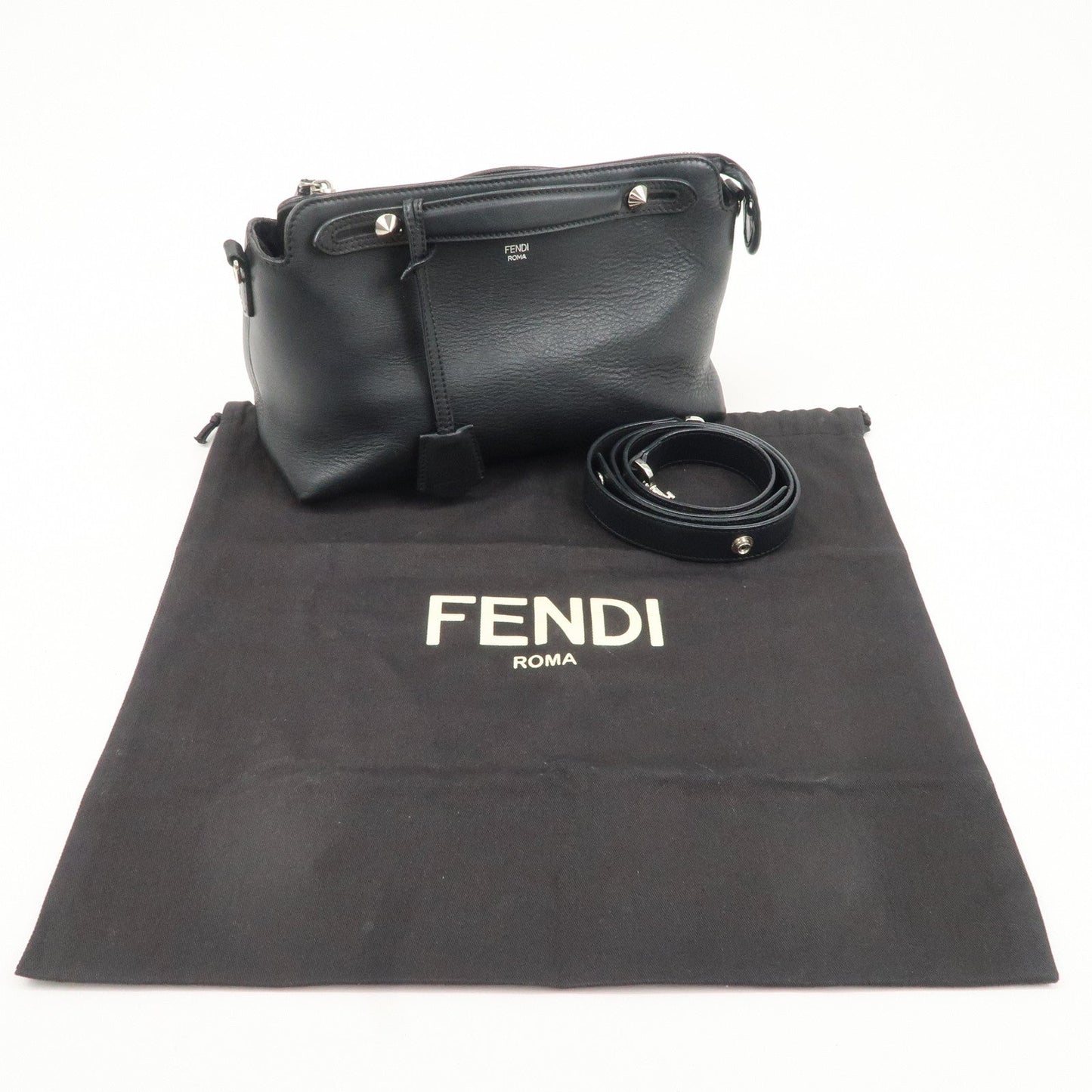 FENDI Bay The Way Leather 2Way Bag Shoulder Bag Black 8BL124  d