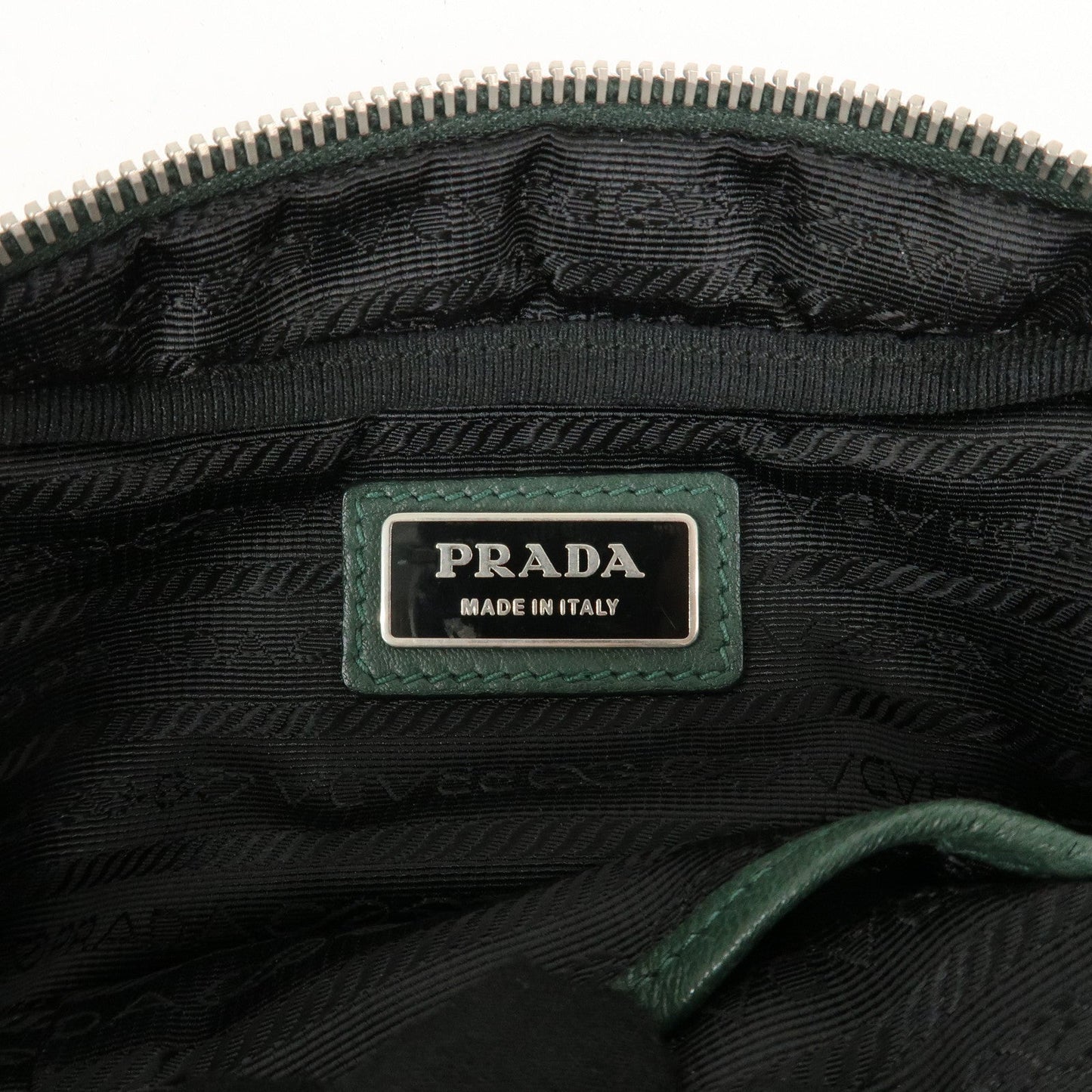 PRADA Logo Leather Ribbon Shoulder Bag Green BP0166  d