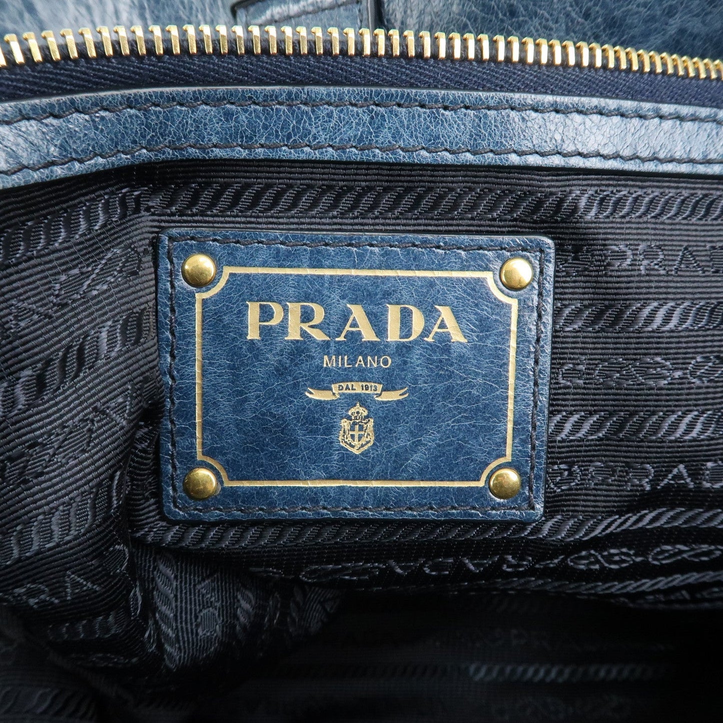 PRADA Leather 2Way Bag Hand Bag Shoulder Bag Blue BN2325  d