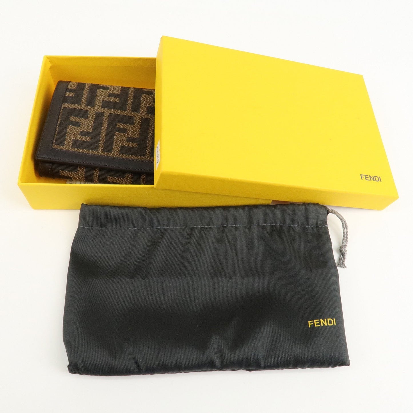 FENDI Zucca Canvas Leather Long Wallet Brown 8M0000  d